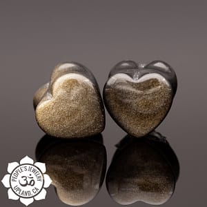 Double Flare Gold Obsidian Heart Plugs