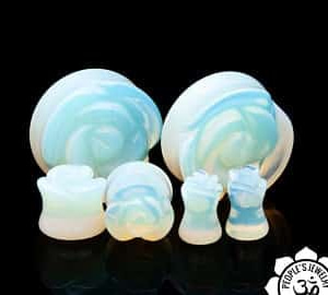 Opalite Carved Rose Plugs