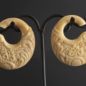 Tagua Nut Carved Eclipse Ear Weights