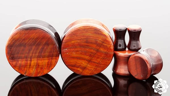 Red Tigers Eye Stone Flat Front Plugs