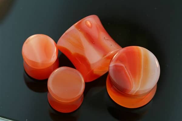 Red Agate Flat Front Plugs