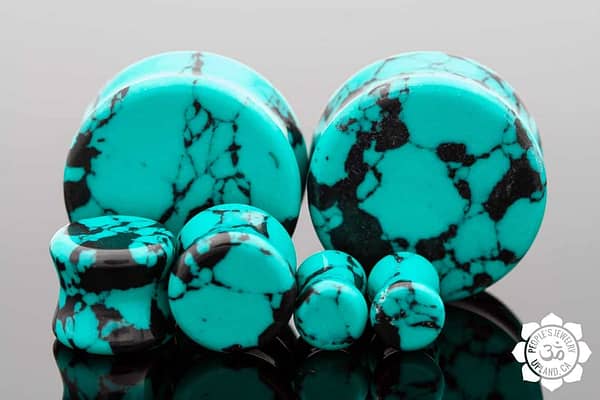 Synthetic Turquoise Stone Flat Front Plugs