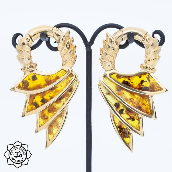 Gold Plated WINGS with Reconstituted Amber