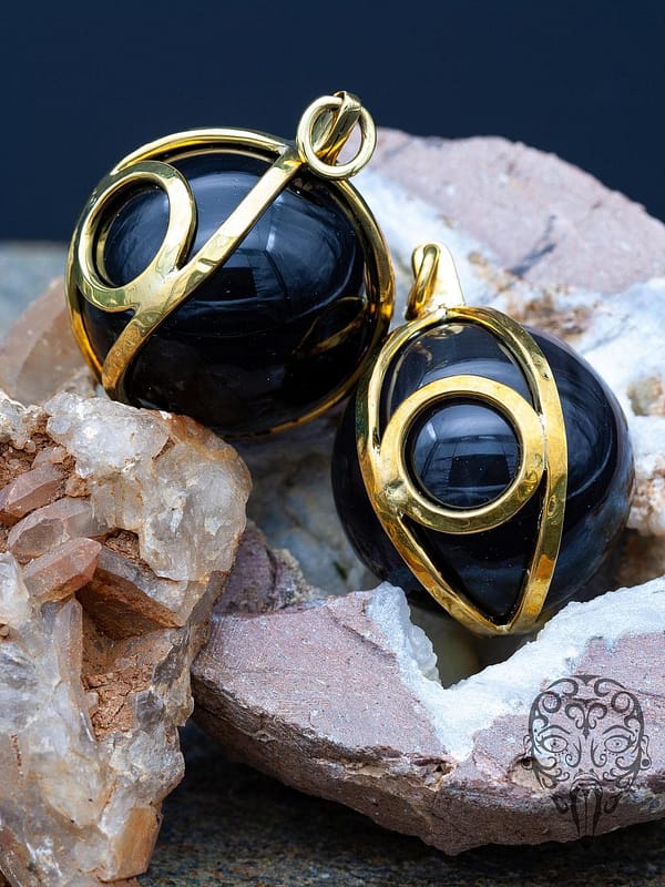 Diablo Brass Black Obsidian Eye Globes